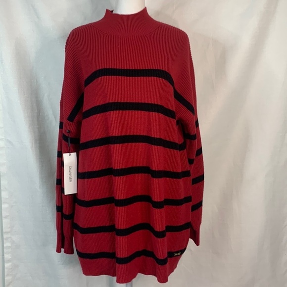 Calvin Klein Red Mock Turtleneck Sweater- NWT - Picture 1 of 14